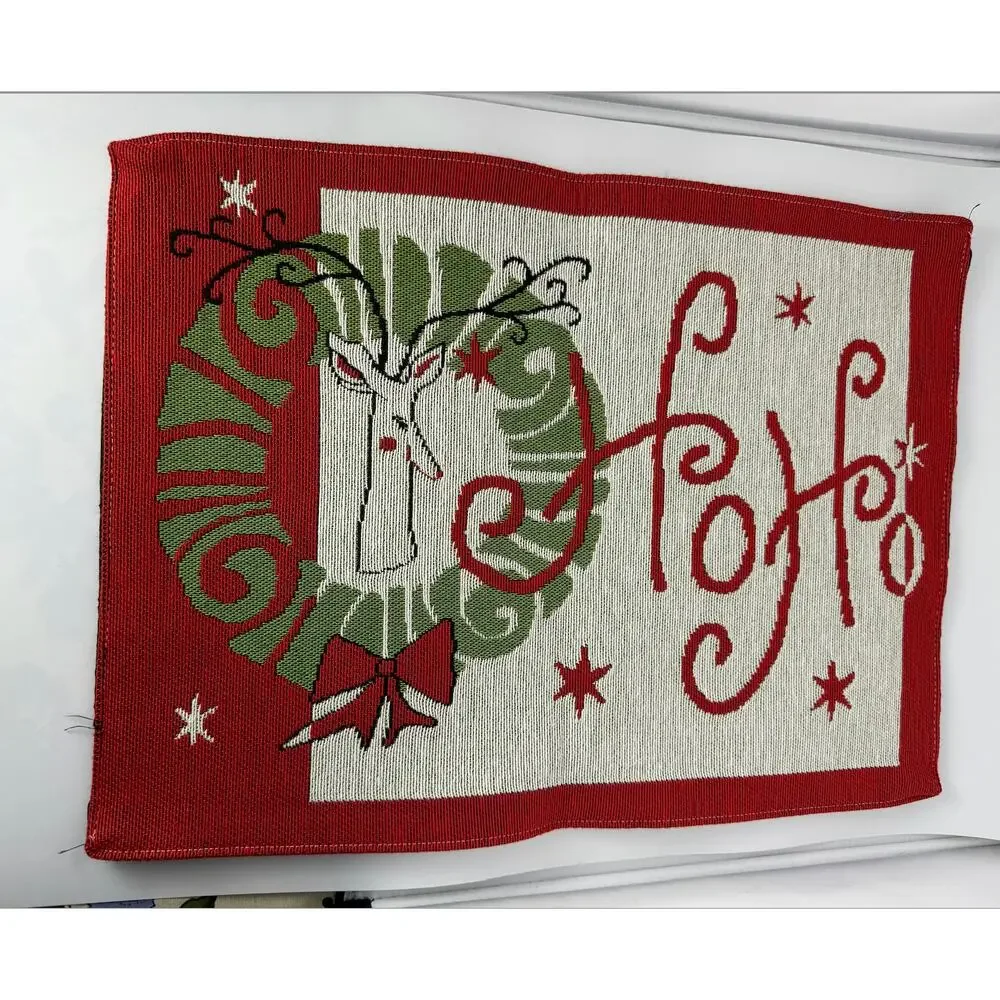 Vintage Christmas Ho Ho Ho Holiday Placemat Raindeer